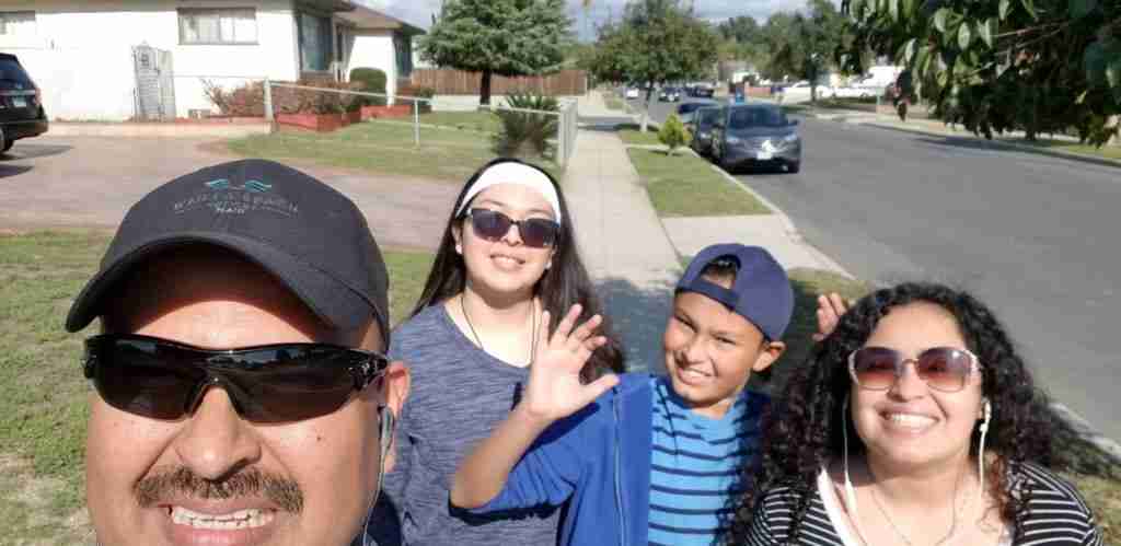 Family walking outside during pandemic