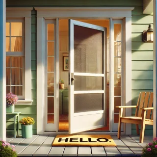 Swinging Screen Door Hello Mat